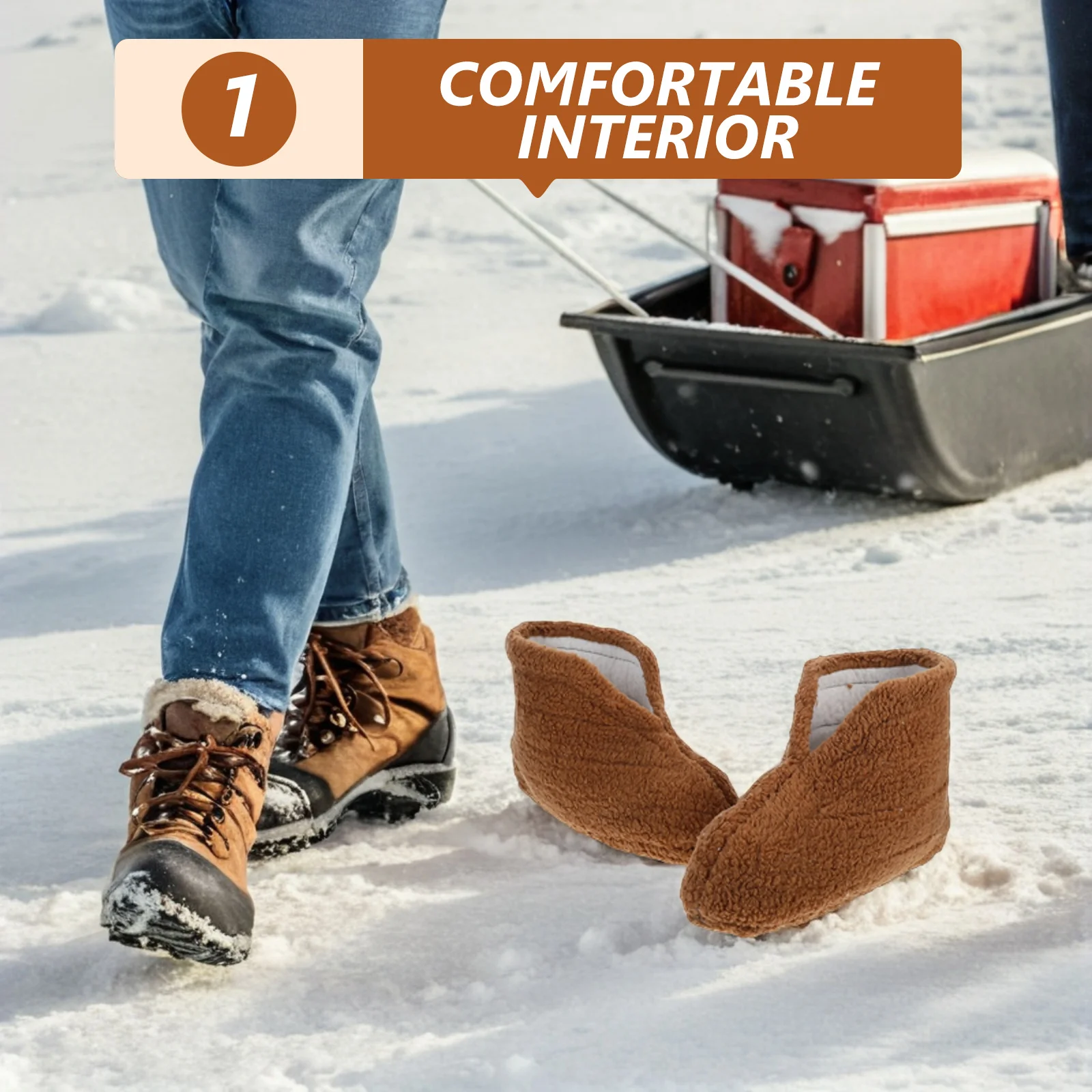 

Men Winter Snow Boots Waterproof Insulated Oxford Lined Fishing Hiking Outdoor Cold Weather Warm Footwear Cozy Socks