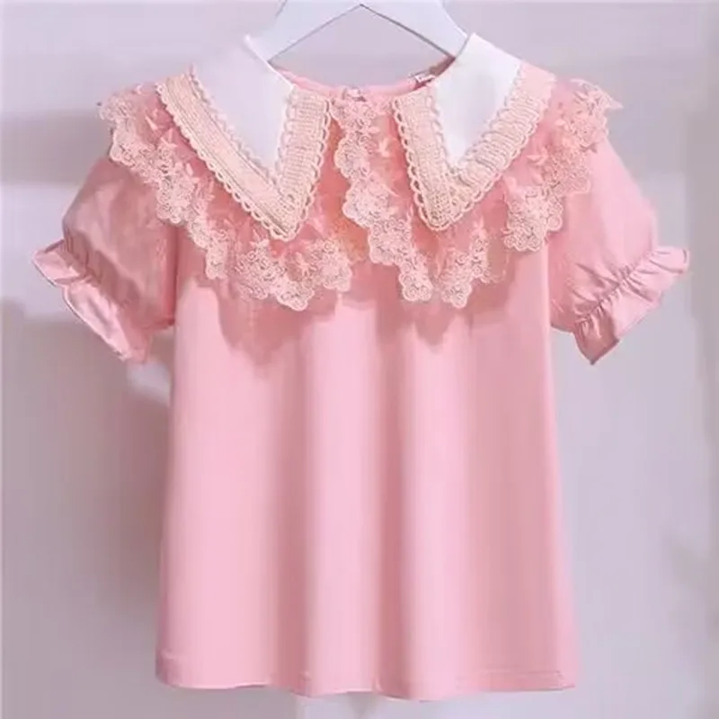 

Children's Short Sleeve T-shirt Girls Baby Top Children's Wear Girls Summer New Casual Round Neck Fashion T-shirt Top 4 6 8 12Y