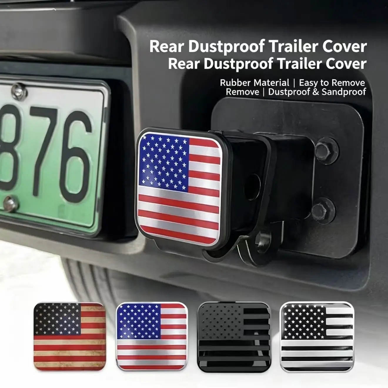 American-style square mouth tow bar plug cover rubber cover plug head tow hook square mouth plug off-road vehicle dustproof and