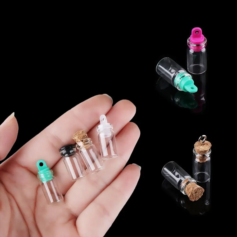 5/10pcs Clear Drift Bottle Glass Jars DIY Decoration Containers Mini Message Vials Ornaments Cork Stopper Rainbow Wishing Bottle