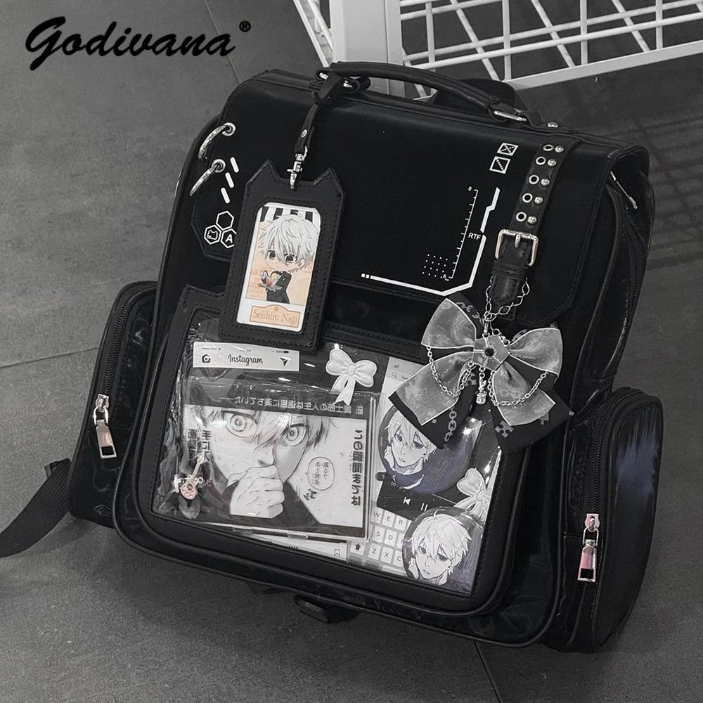 Original College Style Large Capacity Transparent Ita Bag Daily Women's Totes Handbags Sweet Cool Students Backpack