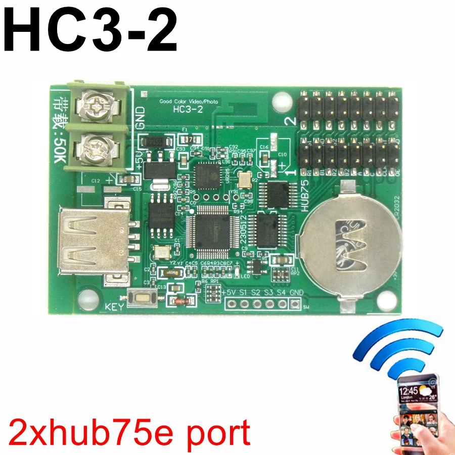 HC3-2 HC3-4 Wifi And U Disk Full Color Asynchronous RGB LED Control Card Hub75 Port For P2.5 P3 P4 P5 P6 P8 P10 Video Display