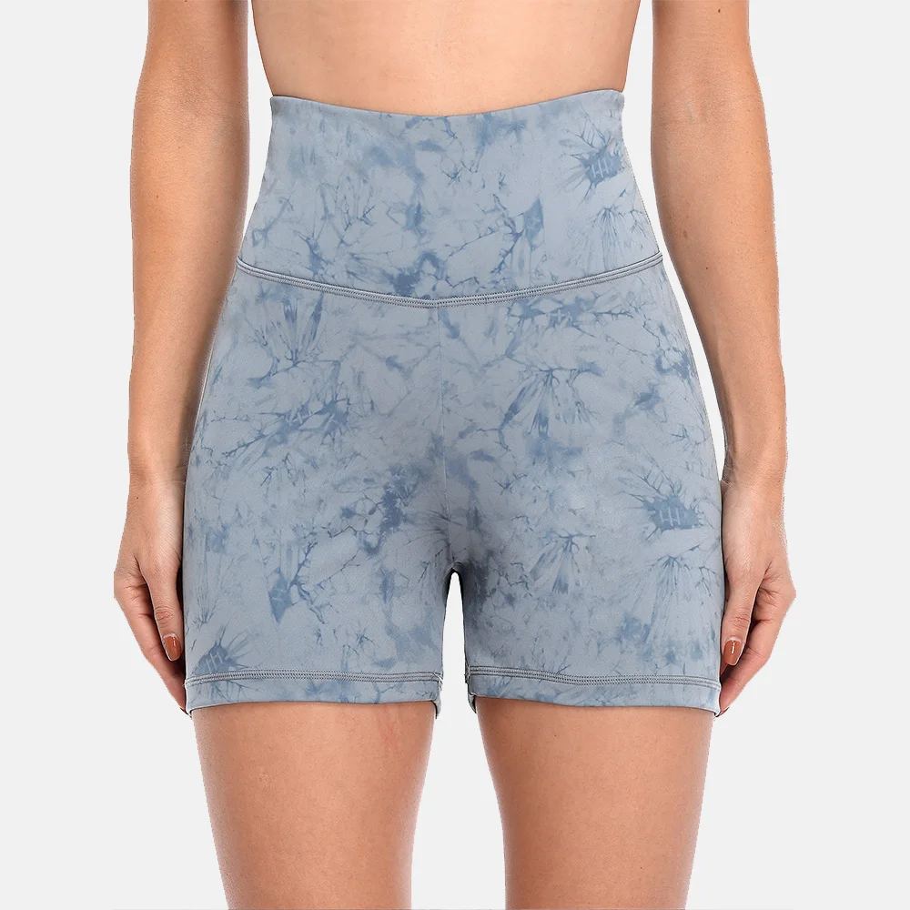Anfilia Women Yoga Shorts Tie-Dye Tummy Control Scrunch with Hidded Pocket High Waist High Elastic Gmy Running Fitness Shorts image 2