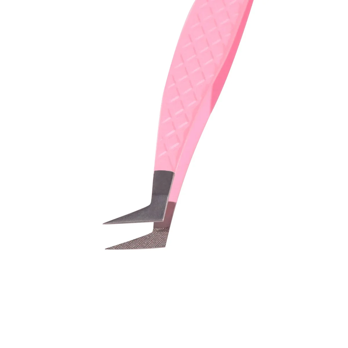 プロのまつげピンセットピンクステンレス鋼超硬ピンセット繊維チップ付き高精度帯電防止メイクアップピンセット