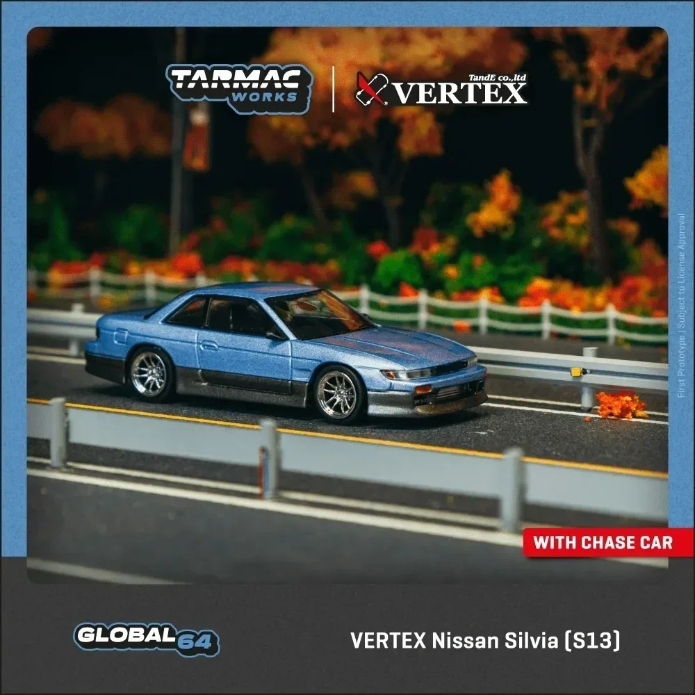 

TW 1:64 Nissan VERTEX Silvia S13 Blue Grey Diecast Car Model Collection Toys Tarmac Works