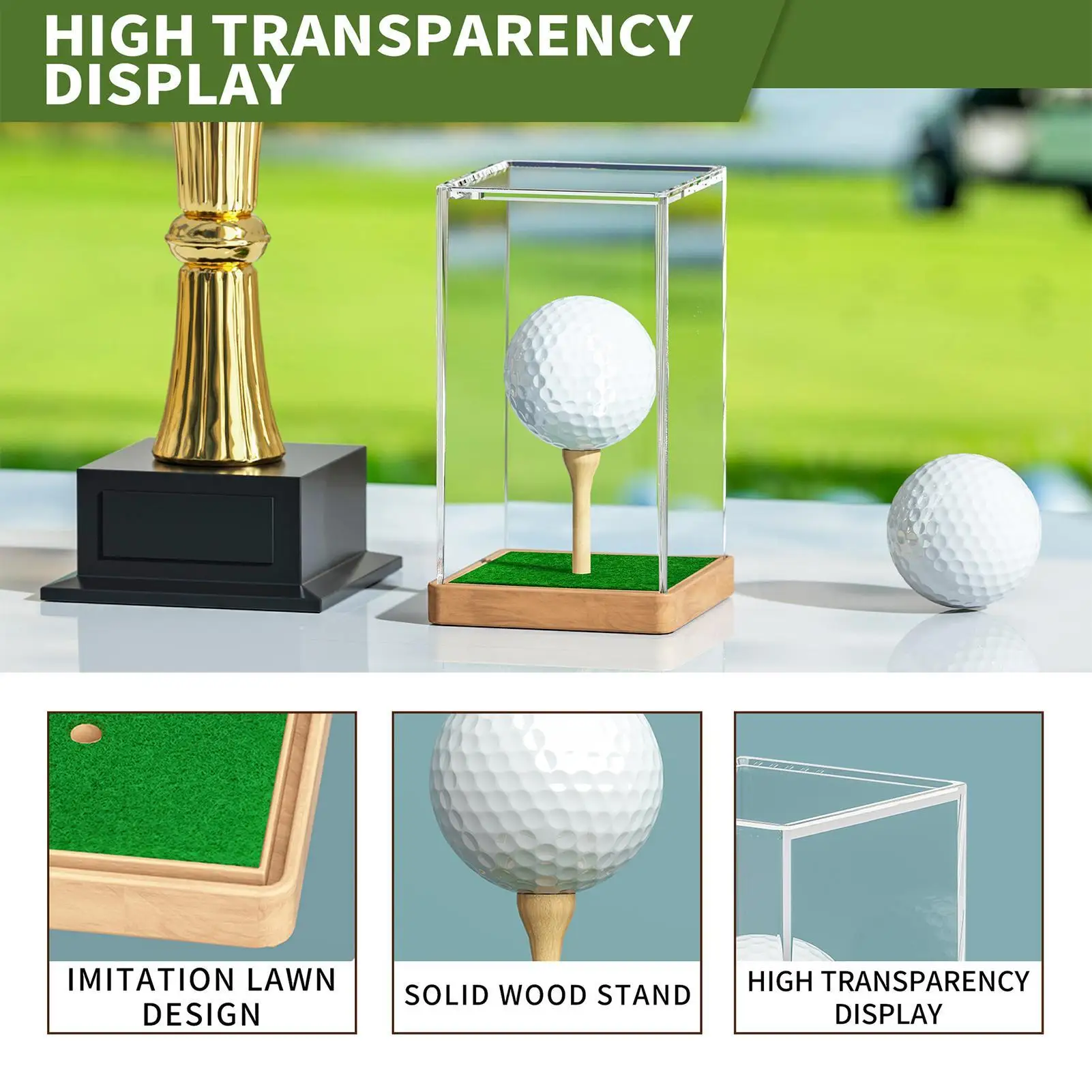 Golf Ball Case Acrylic Protection Showcase Golf Ball Stand Display For Lover Family Home clear golf ball case