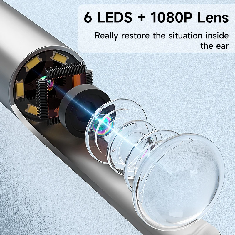 طقم تنظيف الأذن البصرية كاميرا 4.2 ملم مع 9 ملعقة أذن 1080P HD منظار الأذن مع 6 مصابيح LED لهاتف Xiaomi Huawei iPhone #4