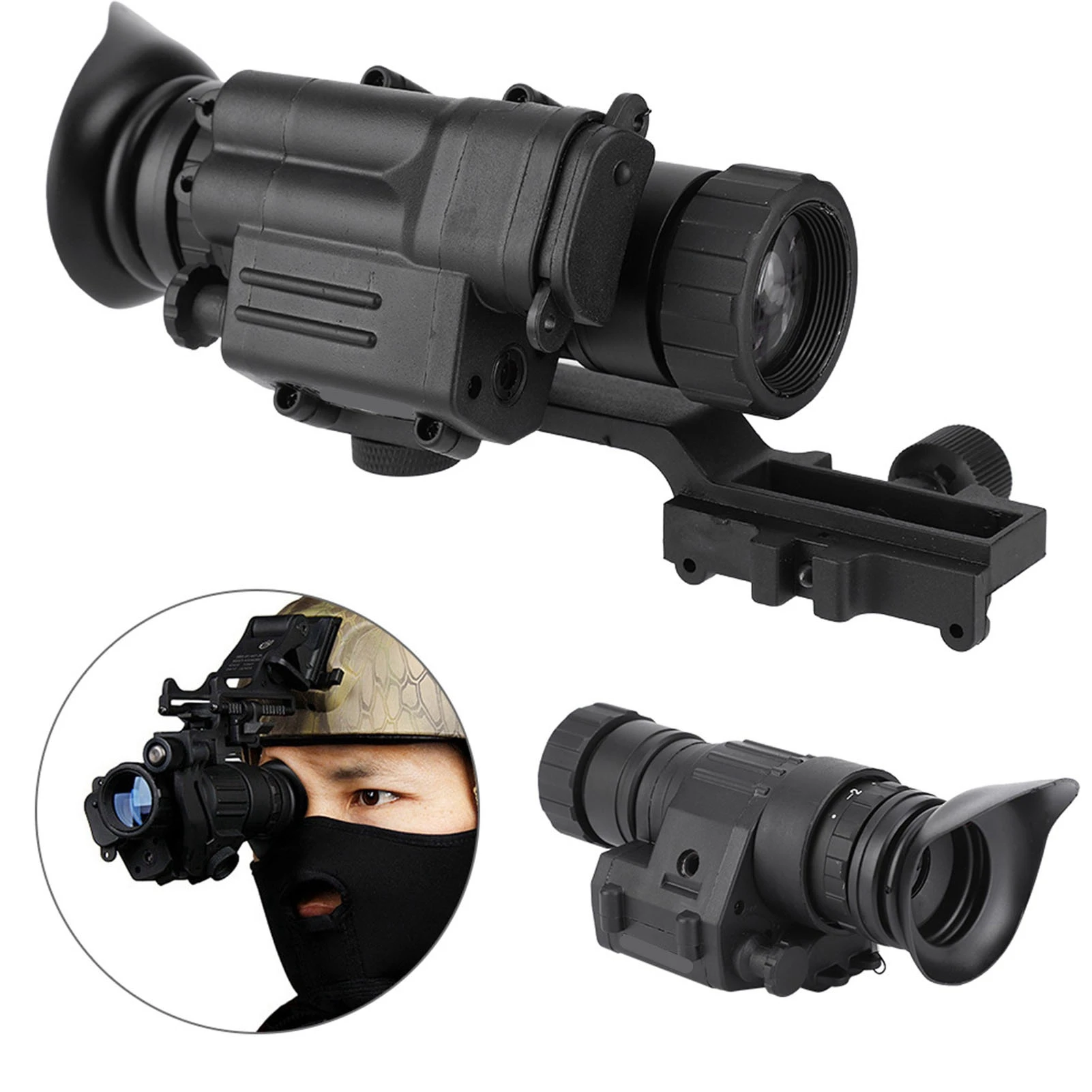 PVS‐14 تلسكوب أحادي العين للرؤية الليلية بالأشعة تحت الحمراء عالية الوضوح مقاوم للماء من البلاستيك الأسود للدوريات
