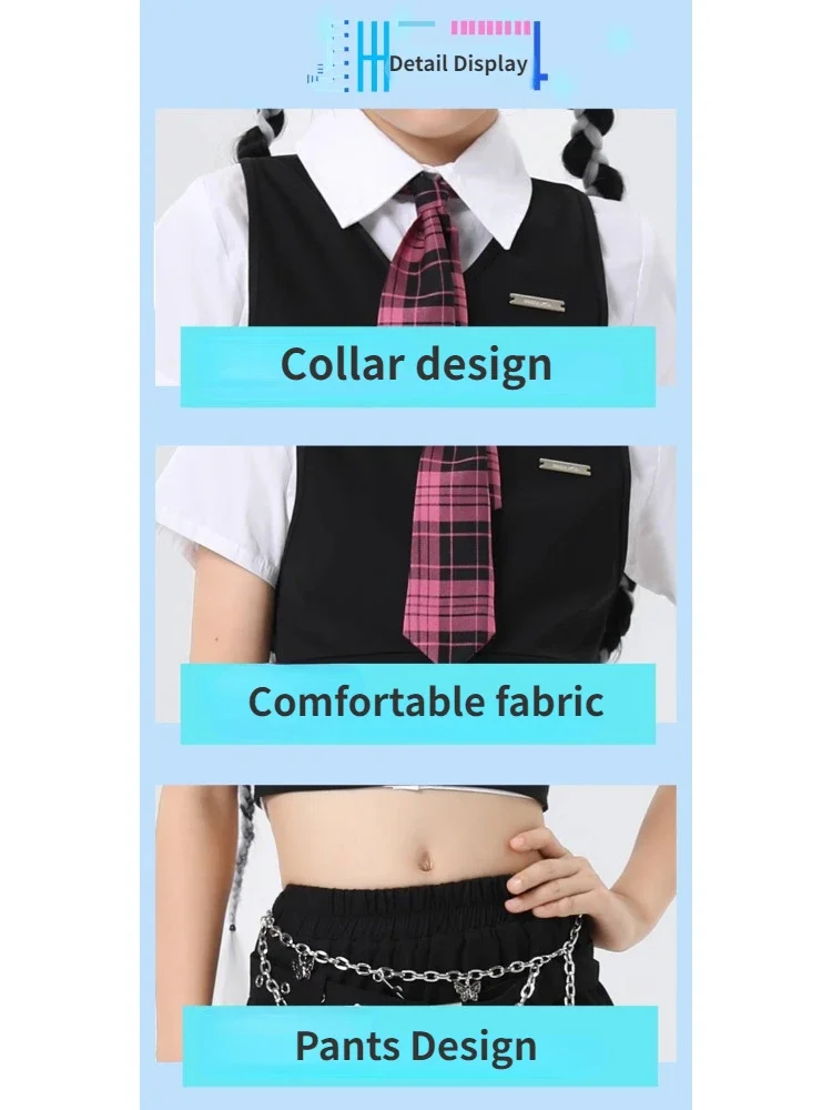 Vêtements Hip Hop pour filles, haut court à carreaux, jupes de danse de rue pour enfants, olympiques de pom-pom girl de jazz doux, ensembles de vêtements Streetwear pour enfants, Y2K