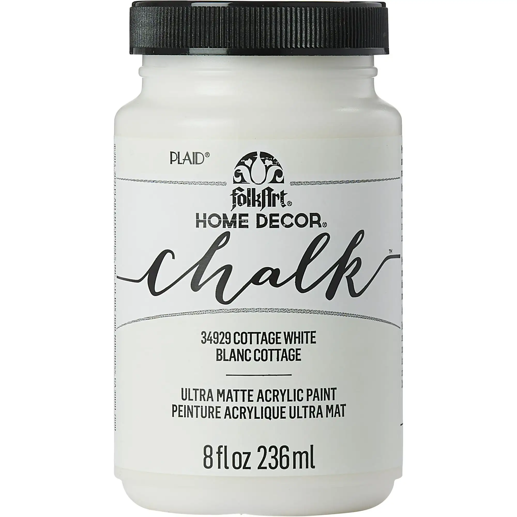 

FolkArt Home Décor Chalk Acrylic Craft Paint, Cottage White, Ultra Matte Finish, 8 fl oz