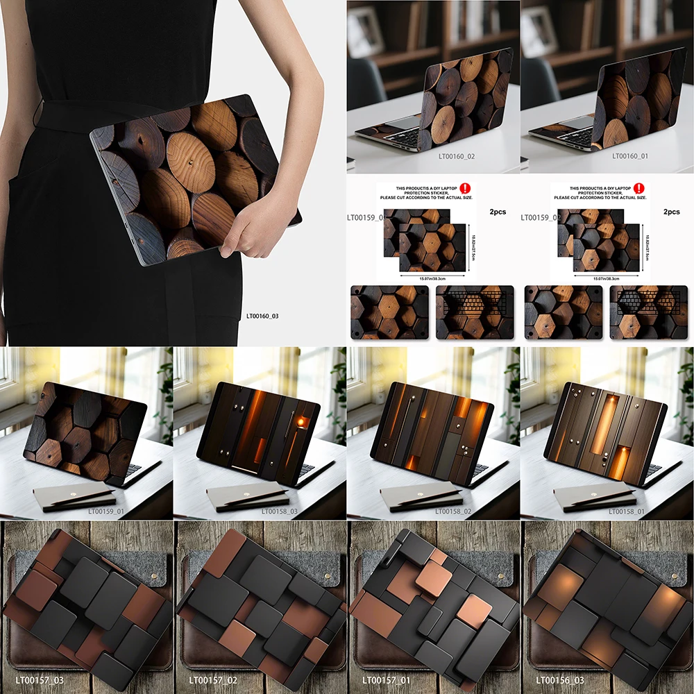 

Wood Slice Pattern Laptop Skin Sticker, Waterproof Vinyl Decal for 12-17 inch MacBook HP Lenovo Dell Notebook