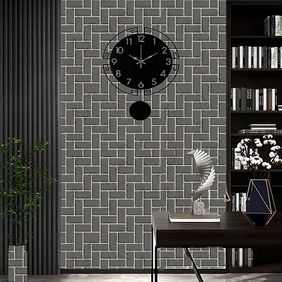 Grey Brick Peel and Stick Wallpaper Brick Stone Self Adhesive Removable 3D Textured Wall Paper for Kitchen Living Room Bedroom