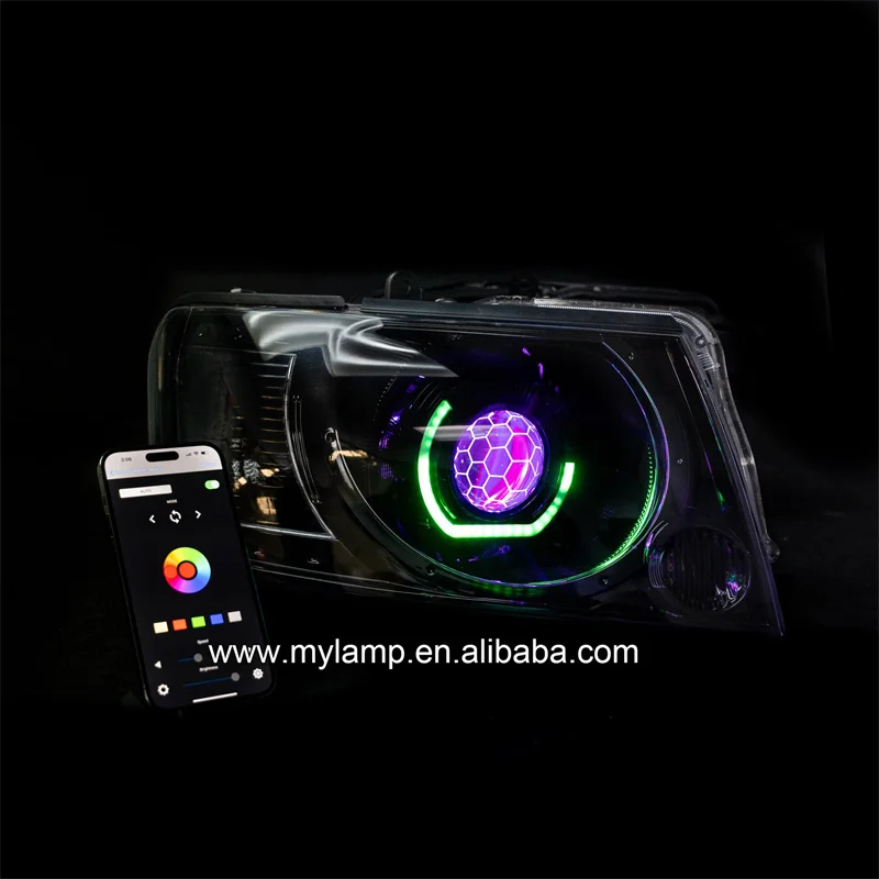 

For NISSAN PATROL S4 CUSTOM HEADLIGHTS Cuboid Angel Eye Turbine RGB Sequential Indicator+DRL