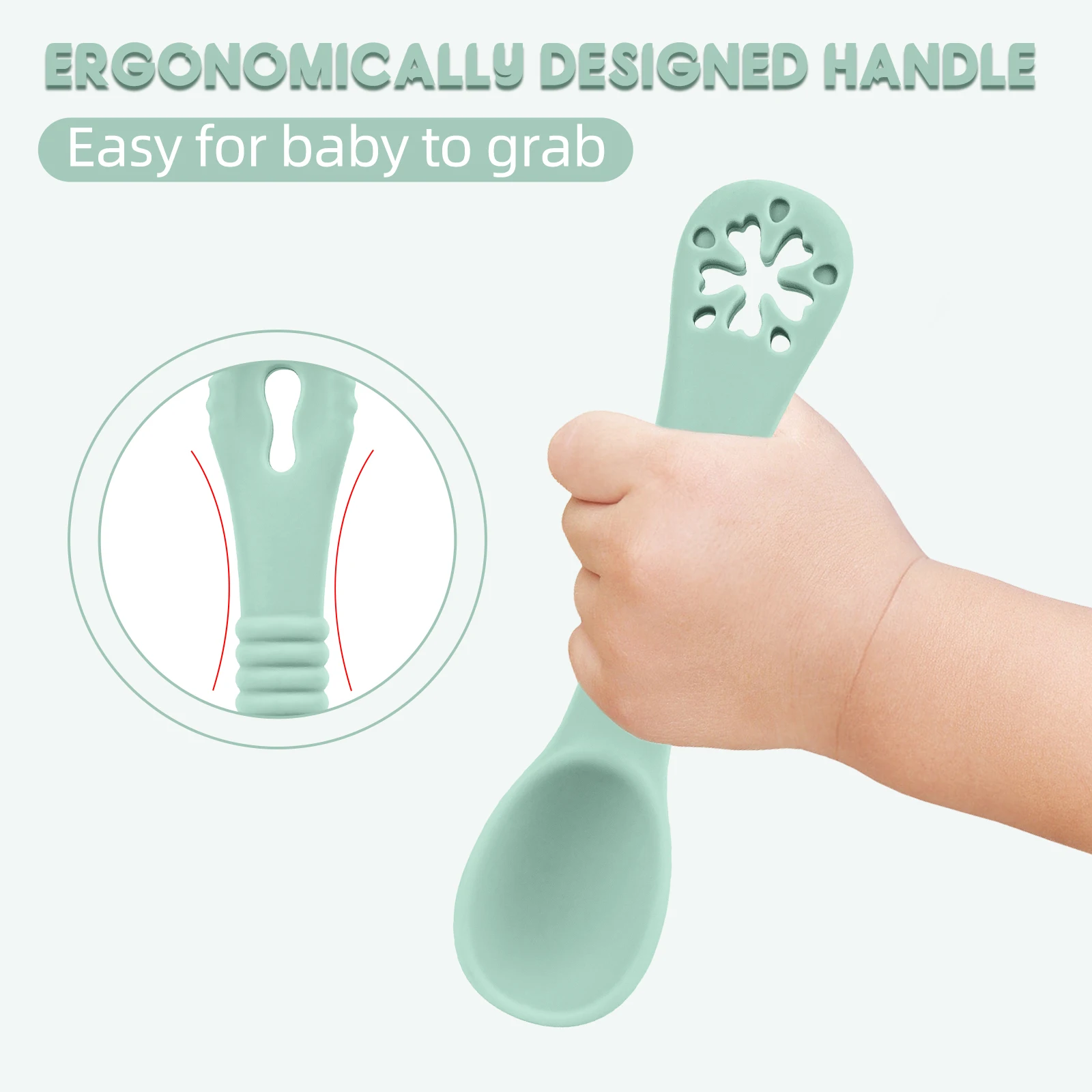 Baby Spoon Fork Set Food Grade Silicone Sticky Spoon Children Cutlery Training Spoon Feeding Tableware Soft Kitchen Accessories