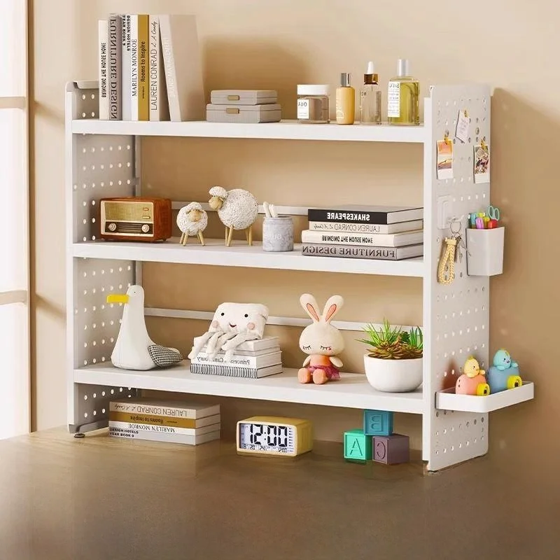 Desktop Multi-layer Hole Board Organizer Iron Art Office Desk Supply Rack Cosmetic Storage Rack Wood Material Jewelry Box