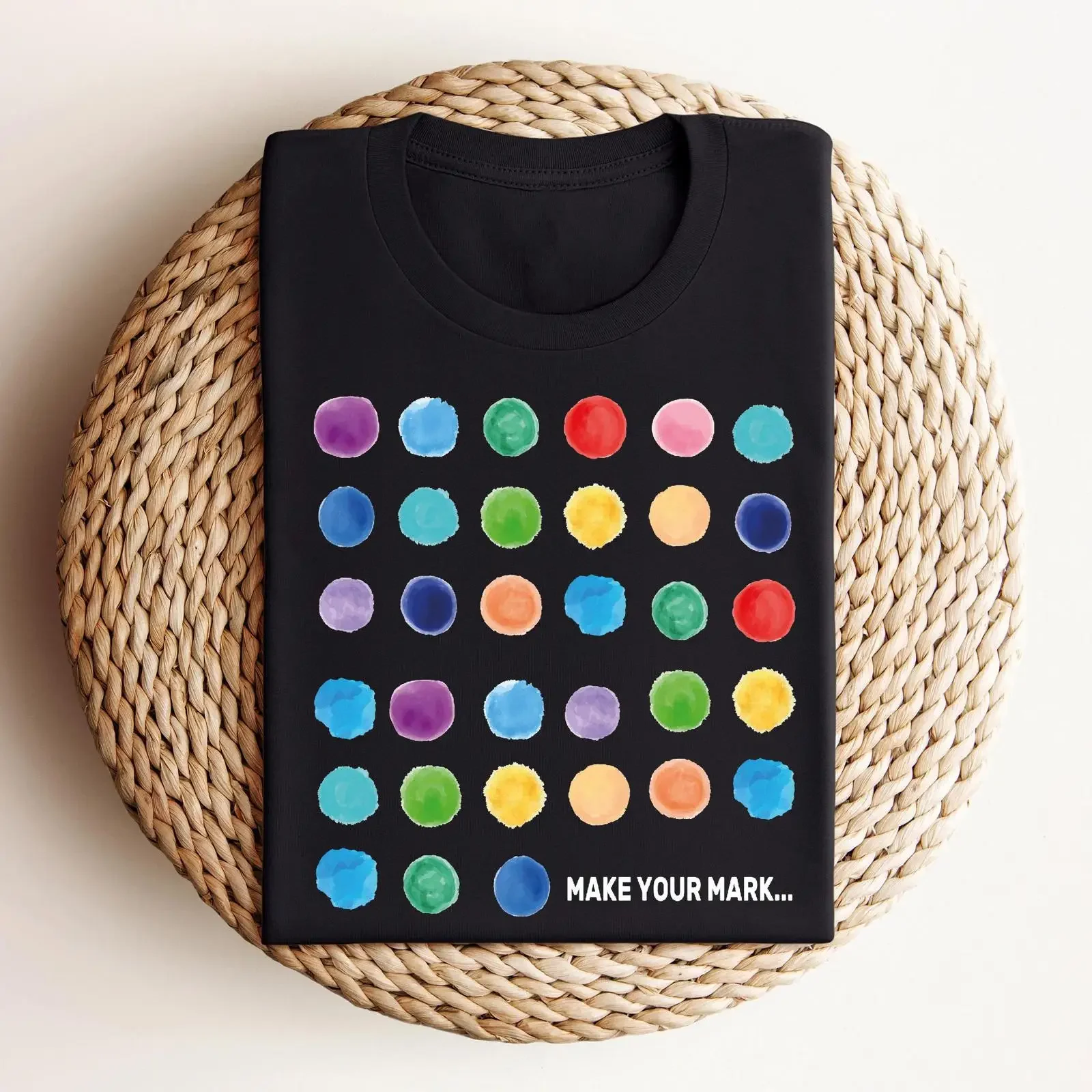 Make Your Mark Multicolor International Dot Day T Shirt Watercolor Polka Art Teacher Happy Casual For Kids Adults vintage