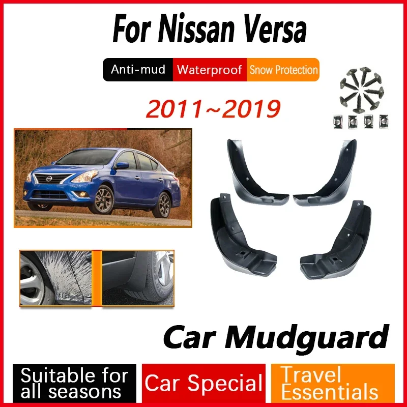 Car Mud Guards For Nissan Versa Latio Sunny Almera N17 2011~2019 ABS Flaps Splash Front Rear Wheel Mudflap 4PCS Auto Accessories