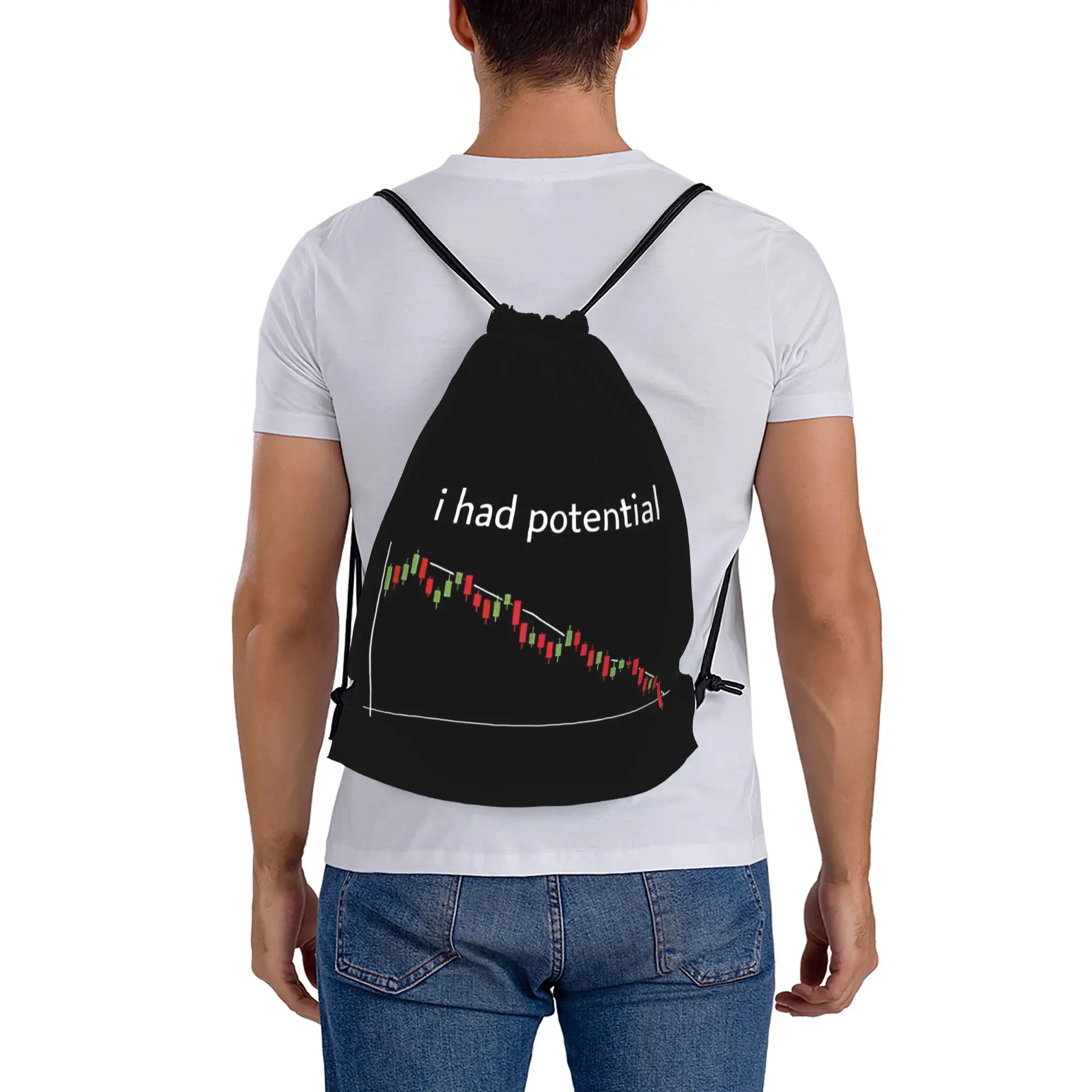 I Had Potential 11  Multi-function Pocket Men Women Storage Backpack Teenager Travel Bag Print Drawstring Bags