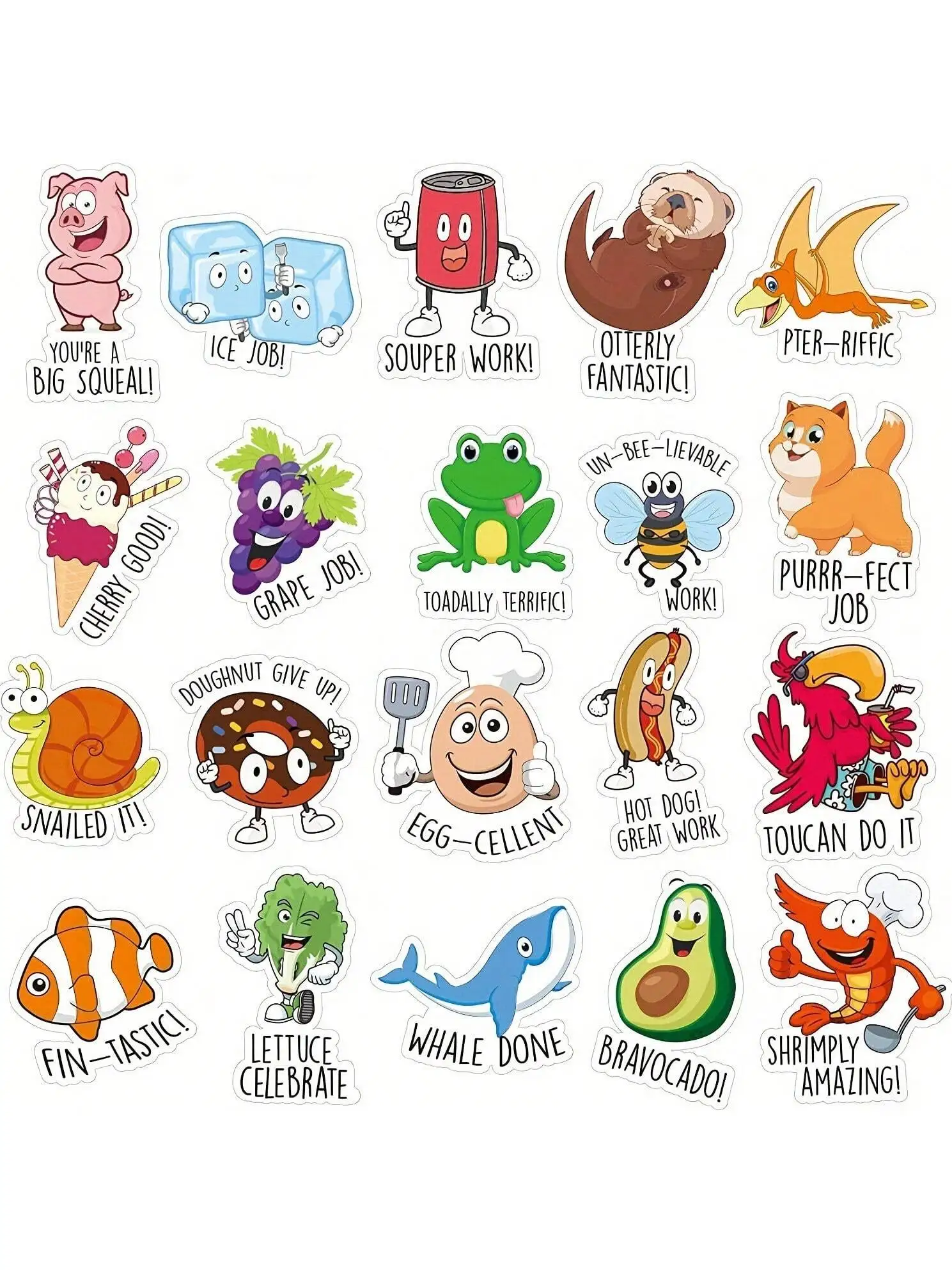 360 Pieces Punny Rewards Stickers Punny Labels Motivational Stickers Inspiration Positive Accents Words Stickers Cartoon Animal