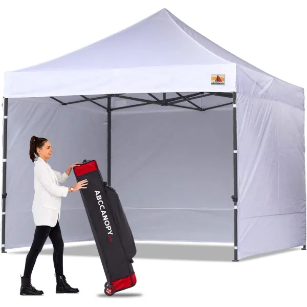 

ABCCANOPY Heavy Duty Easy Pop up Canopy Tent with Sidewalls 10x10, White