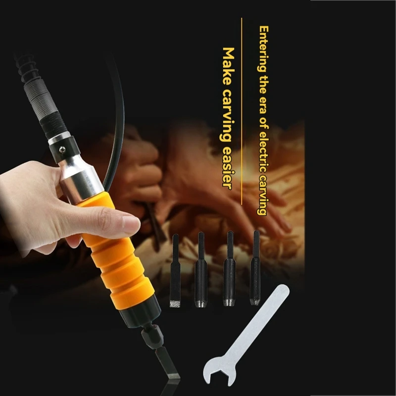 Wood Carving Tool Wood Chisel Carving Tool Set Electric Chisel With 5 Carving Tips Wrench Flexible Flex Shaft Hand Tool