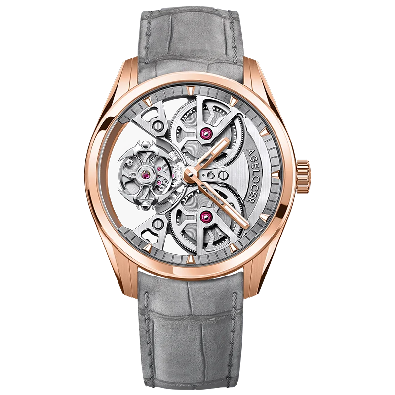 AGELOCER Free-sprung Balance Manta Tourbillon Watch Men's Vogue Luxury Skeleton Manual Mechanical Watch Birthday Gift for Men image 3