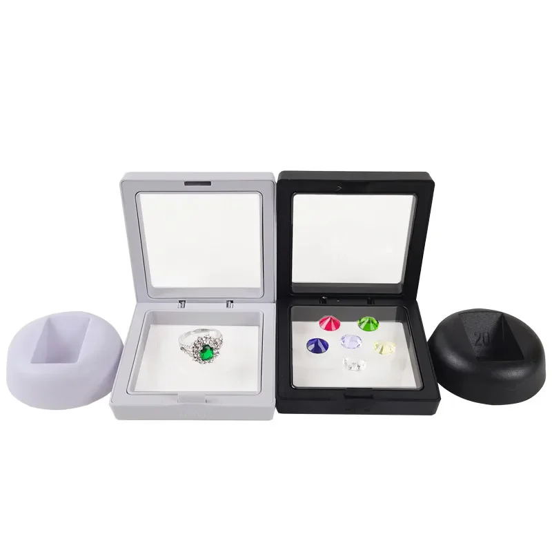 New Suspended Floating Display Case Transparent Jewelry Box Bracelet Pendant Organizer Pe Film Coin Gems Storage Stand Showcase