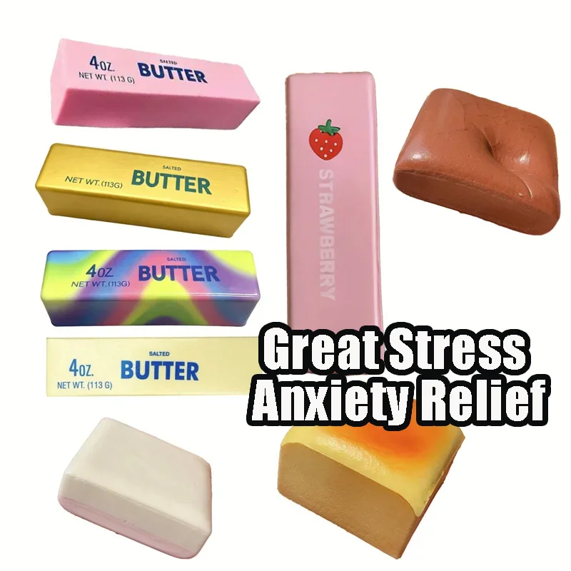 Super Nasser Klebriger Butter-Stick Squishy Fidget Toy Premium PU Langsam Aufsteigendes Elastisches Käse-Quetschspielzeug zur Angstlinderung für den Schreibtisch