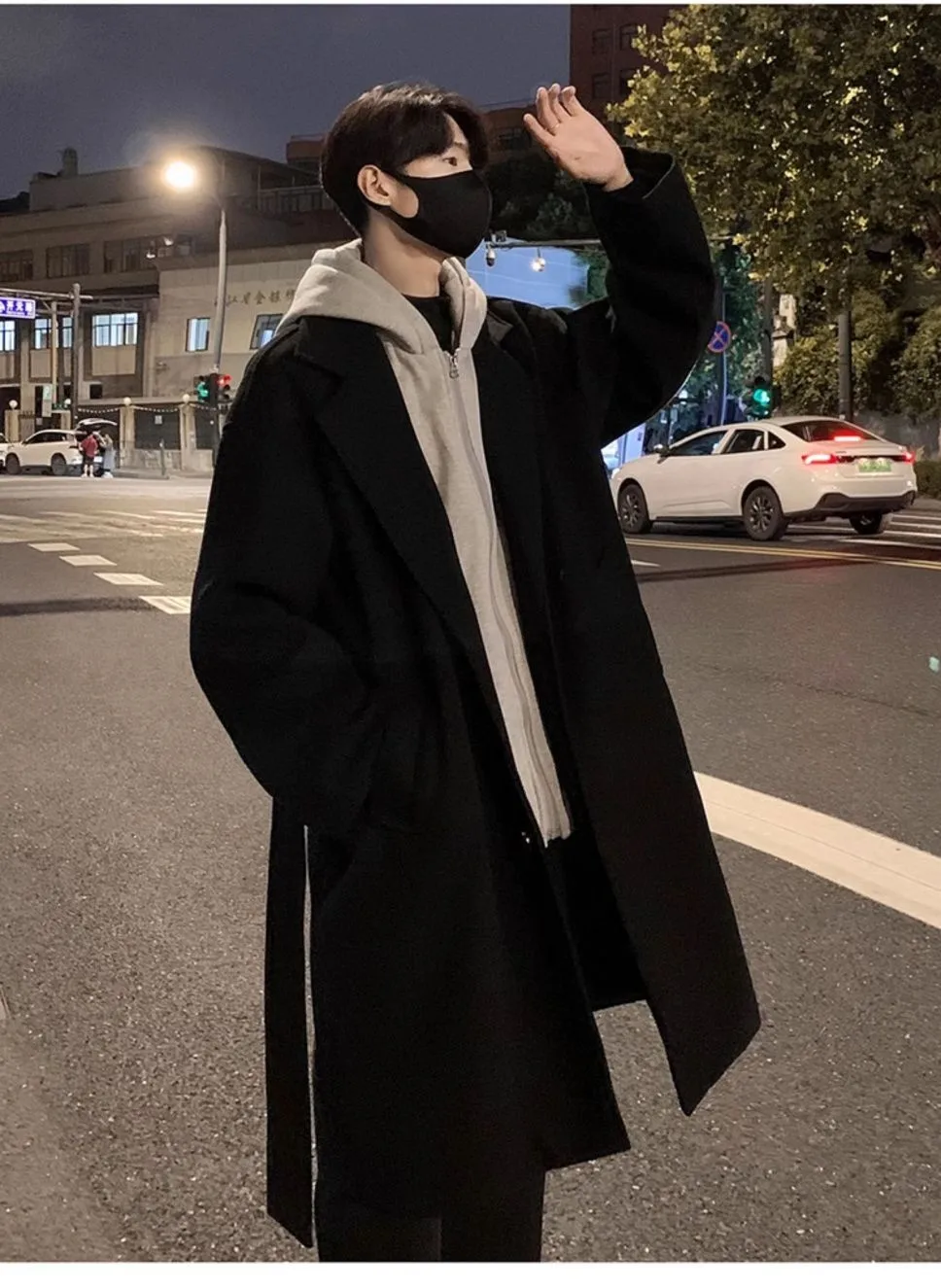 Trenchcoat für Herren, Hochwertige Deutsche Kleidung, Übergroße Demi-Season-Jacke, Schwer Gefüttert, Große Alternative Strandjacke, Deutsche Passform, Innenfarbe Lila, BF-Stil