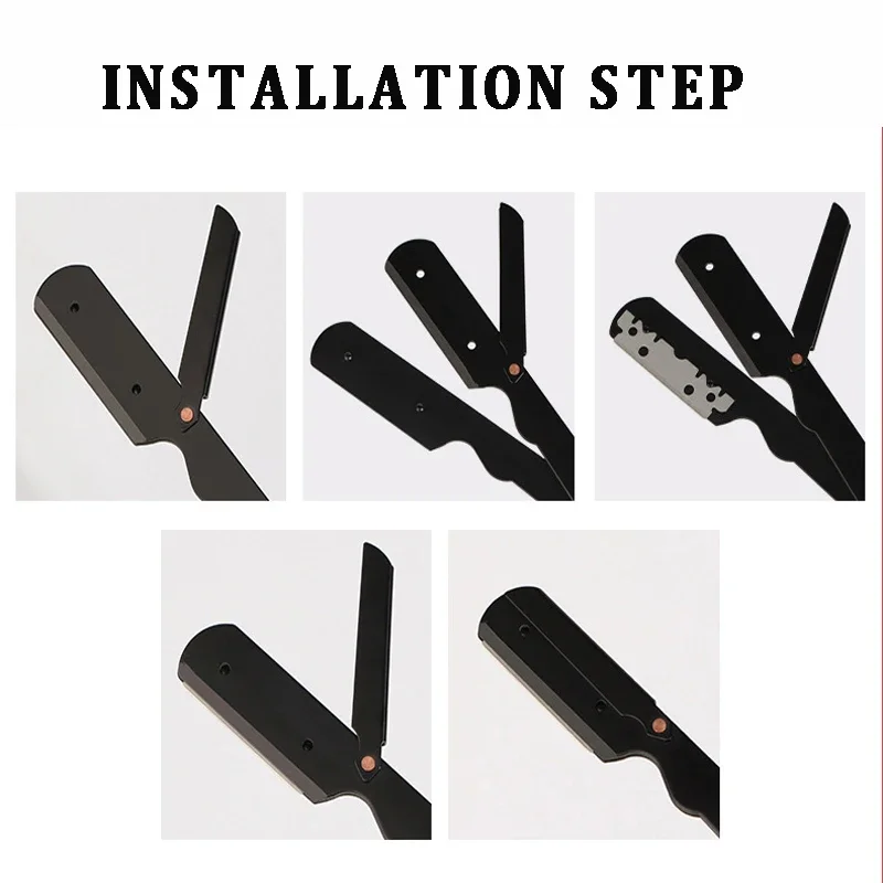 มีดโกนหนวดแบบแมนนวลสำหรับผู้ชายใหม่ล่าสุดด้ามจับลายทางแบบมืออาชีพเครื่องมือโกนหนวดกำจัดขนเครื่องมือที่โกนหนวดพับขอบตรง