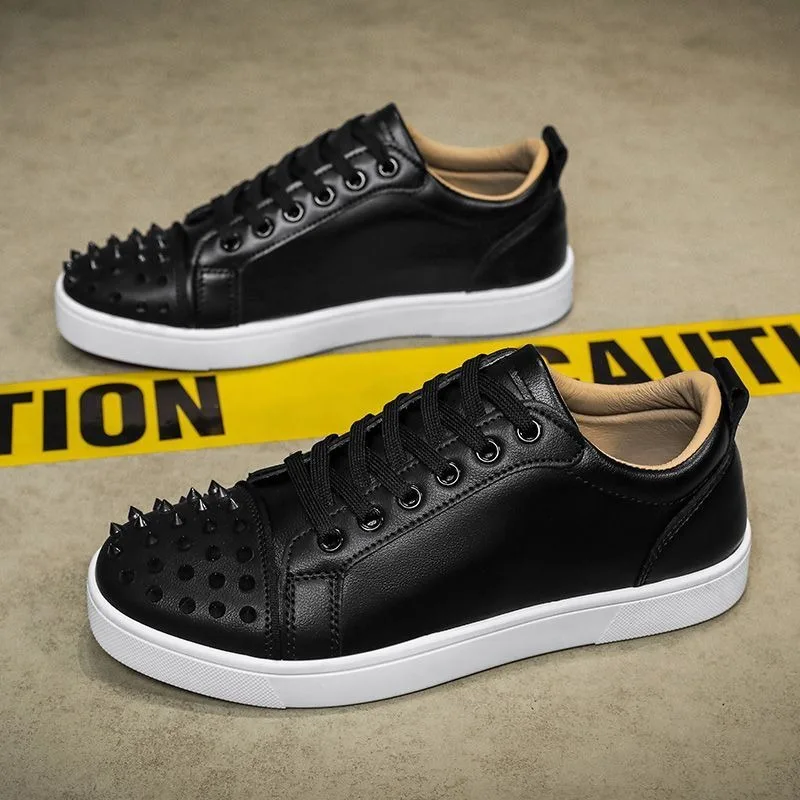 

повседневная обувь с заклепками для мужчин, роскошные бренды, повседневные кроссовки для скейтборда, мужские туфли на плоской подошве
