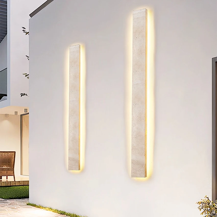 Stone Wall Lamp Outdoor Waterproof Wall Lamp Villa Entrance Long Strip Wall Light Courtyard Wall Washing Lighting Fixture