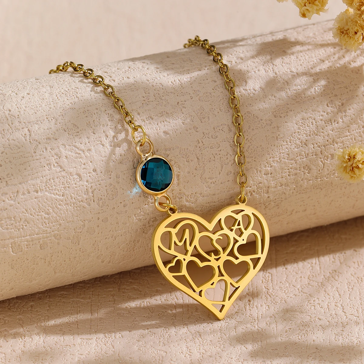 

Custom Heart Necklace Personalized Name Necklace Hollow Monogram Initials Letter Custom Name Pendant Women Choker Gift