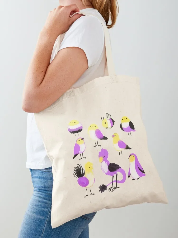 nonbinary birds and a bee Tote Bag tote bag woman ecological bags Tote Bag