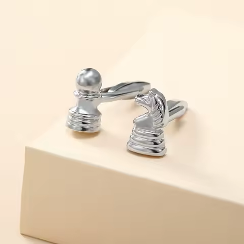 Statement Chess Pieces Shaped Mens Cufflinks Funny Knight And Pawn Design Sleeve Button