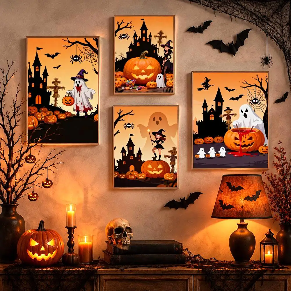 Halloween Poster Dark Academia Gothic Vintage Wall Art Aesthetic Room Decor Gift Artwork