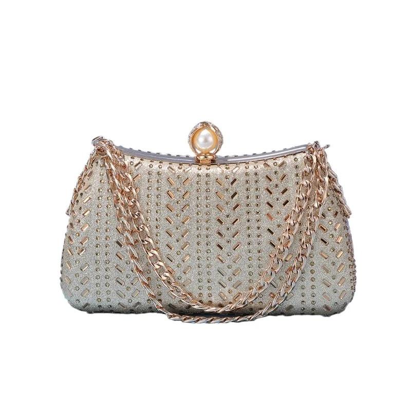 

Party Banquet Gowns Paired Elegant Evening Bags, Sophisticated Clutch Bags, Diamond-encrusted Chain Wedding Party Shoulder Bag