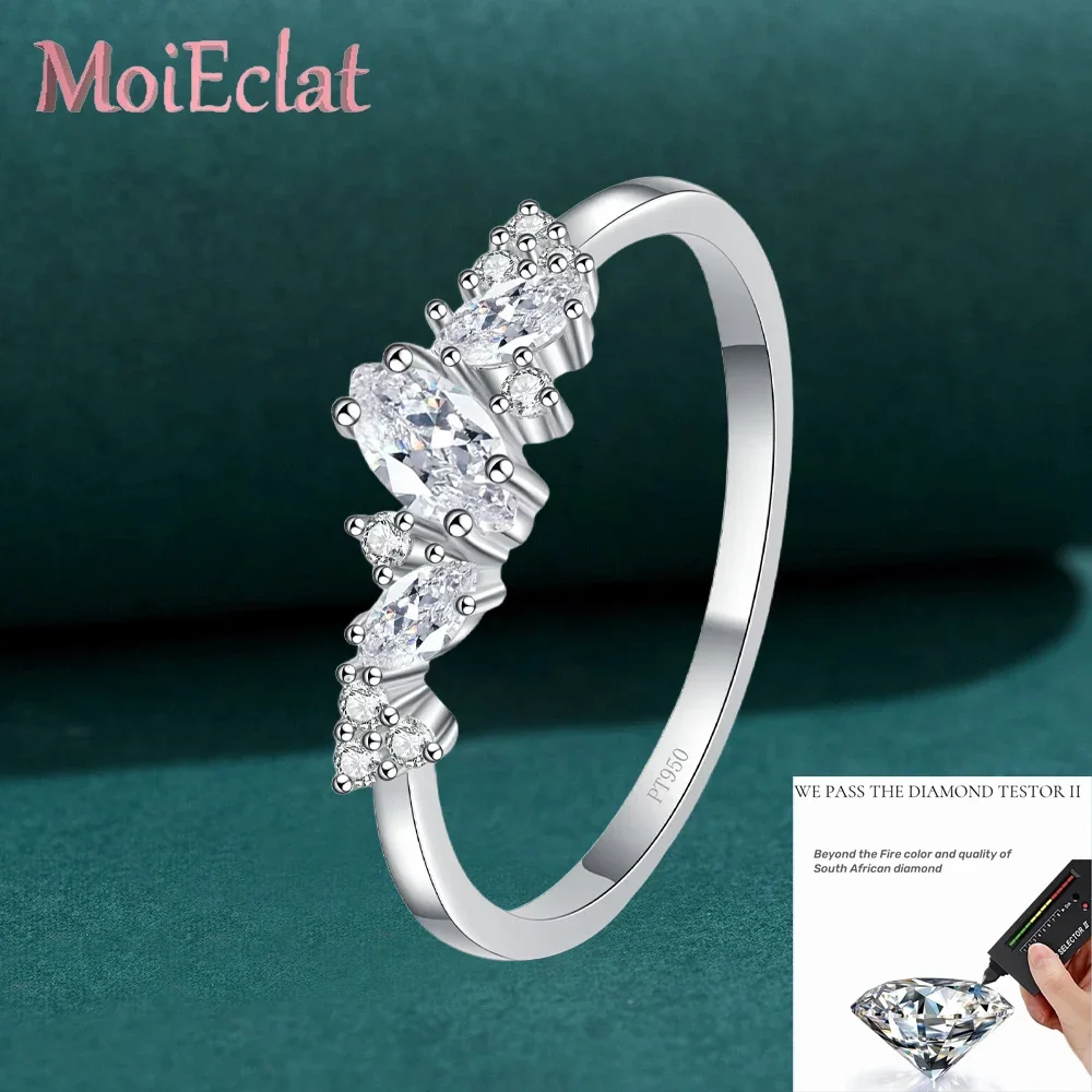 

Роскошное овальное кольцо 0,58 карата с муассанитом Sunburst, платина Pt950, ювелирное кольцо, нежный шикарный дизайн для женщин, подарок на день Святого Валентина