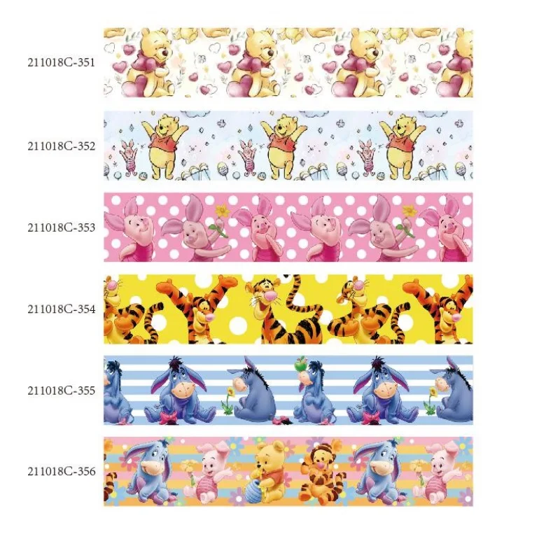 

Winnie the Pooh Disney Cartoon Grosgrain Ribbon 25mm Printed 10yards for Hairbows DIY Holiday Decoration Handmade