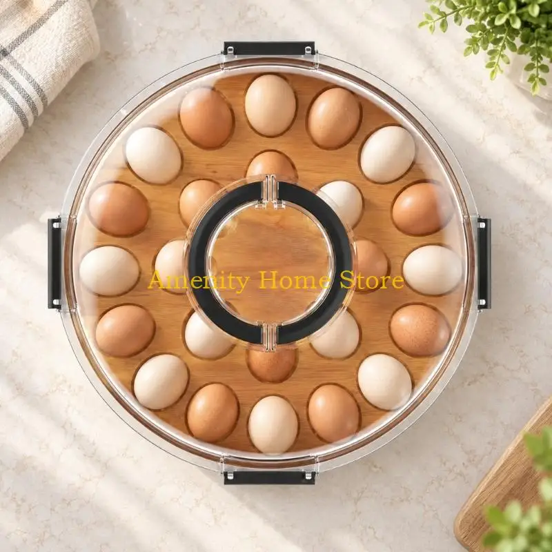 F26C Clear Covered Tray with 2 Side Latches, Round Tray and Visible Sections for Dining Tables, Kitchen Counters and Office Use