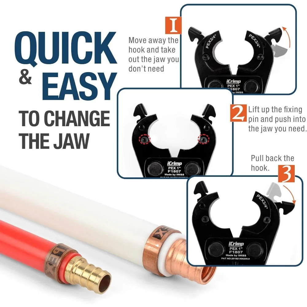 Copper Ring Crimping Tool Kit for 3/8,1/2,3/4,1-inch Pex Pipe with Free Removal Tool & Cutter & Gauge