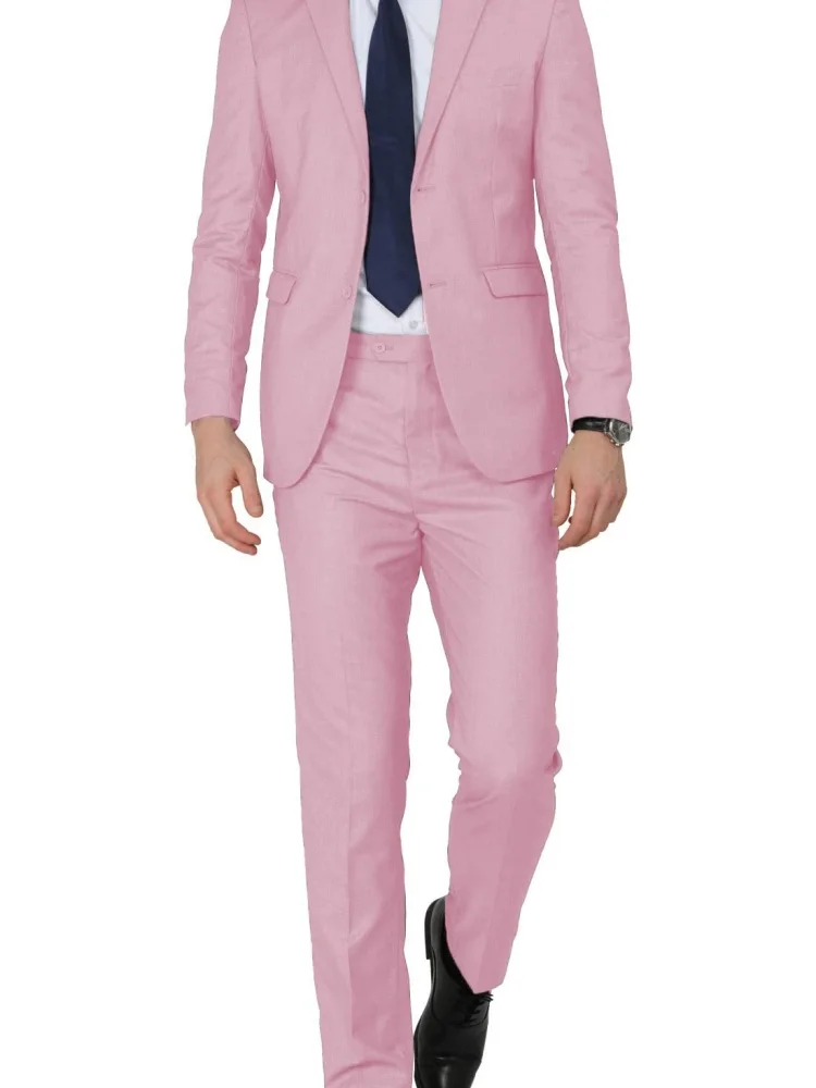 

Casual Men's Suits Slim Fit 2 Piece One Button Notch Lapel Blazer with Pants for Wedding Business Prom Tuxedos Set