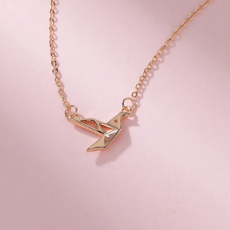 FLOWS 925 Sterling Silver Thousand Paper Cranes Necklace For Woman Diamond-encrusted Zircon Little Bird Clavicle Chain Jewelry