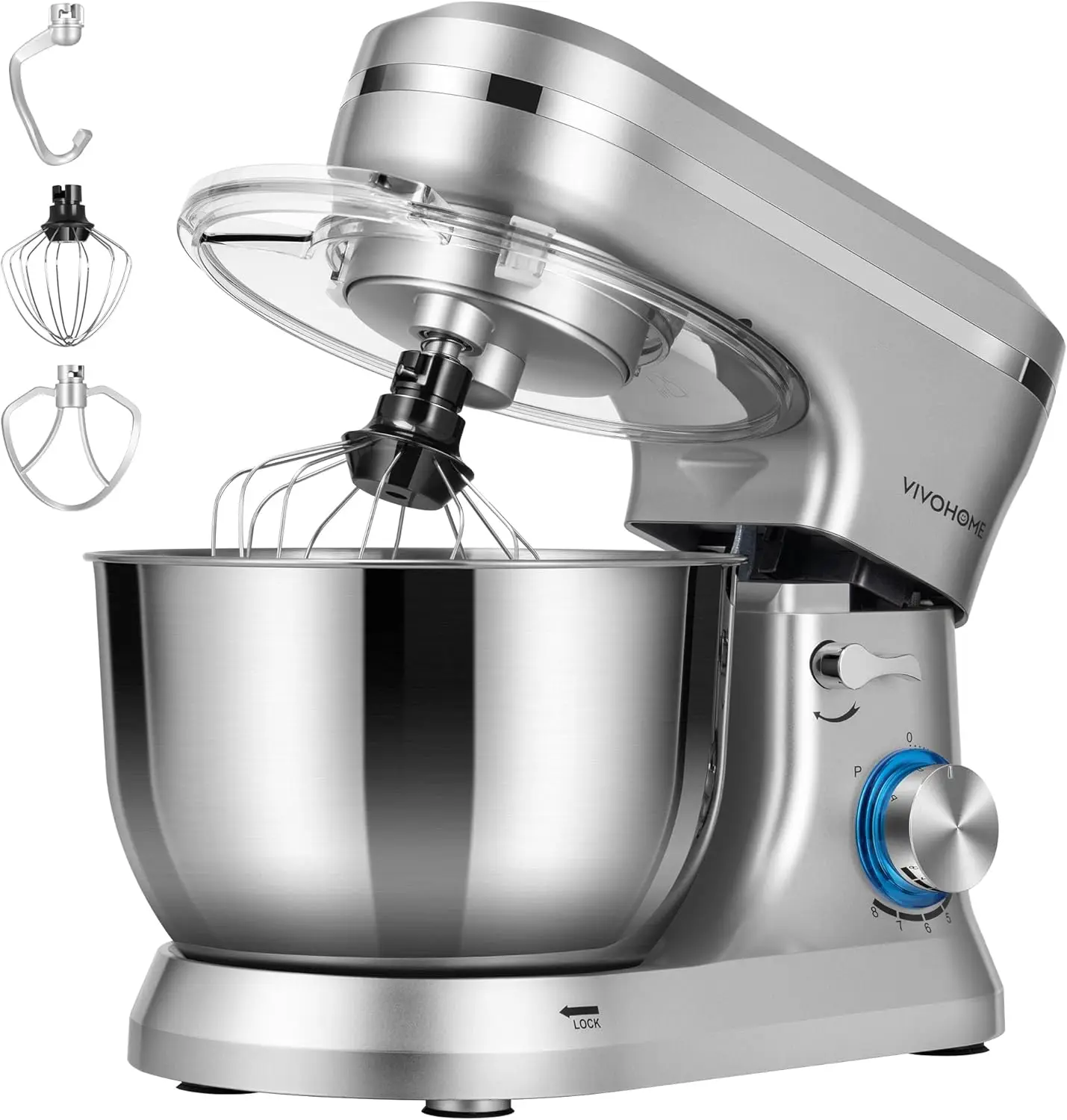 

4.75 Quart Stand Mixer, 8 Speed Electric Kitchen Mixer for Baking, Cake, Bread with Beater, Dough Hook, Wire Whip, Egg