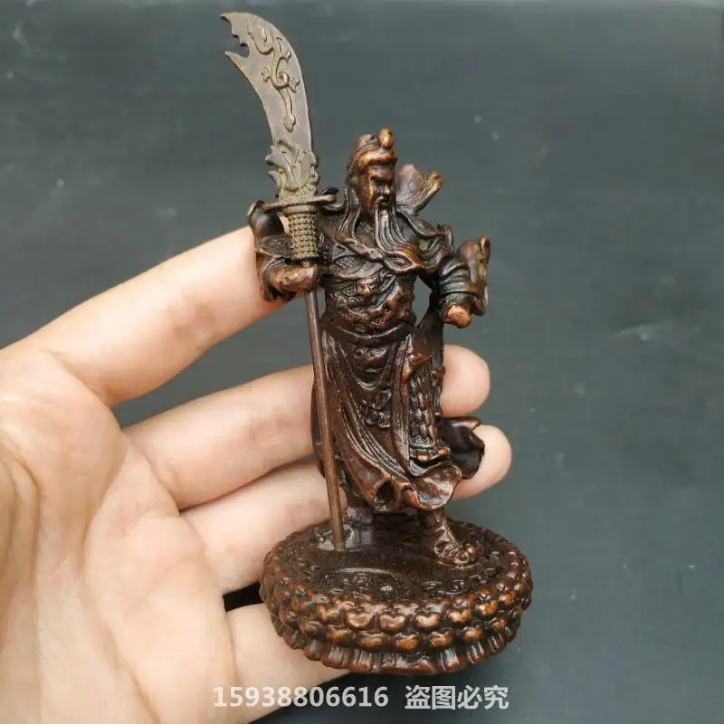 Alloy imitation pure copper, martial god of wealth, Guan Gong tabletop small ornaments, retro wrapped slurry old items