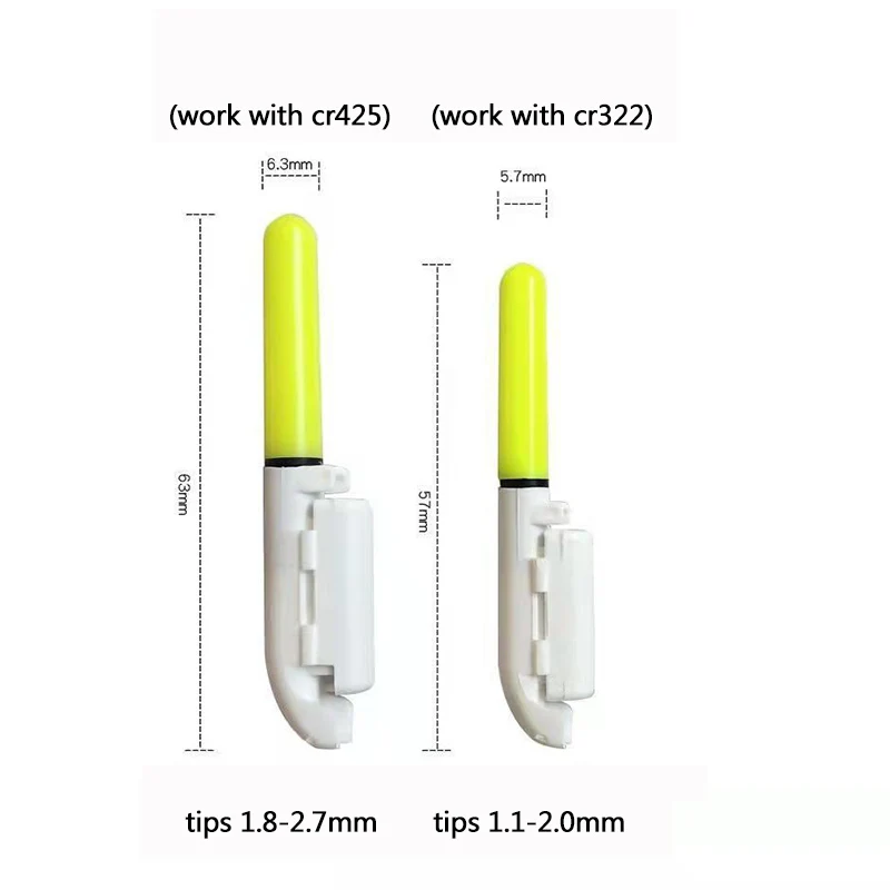 10 pcs/lot Electronic Light Stick With Rechargeable Battery Clip on Fishing Rod Glowing Lamp CR322 / CR425 Night Fishing A578