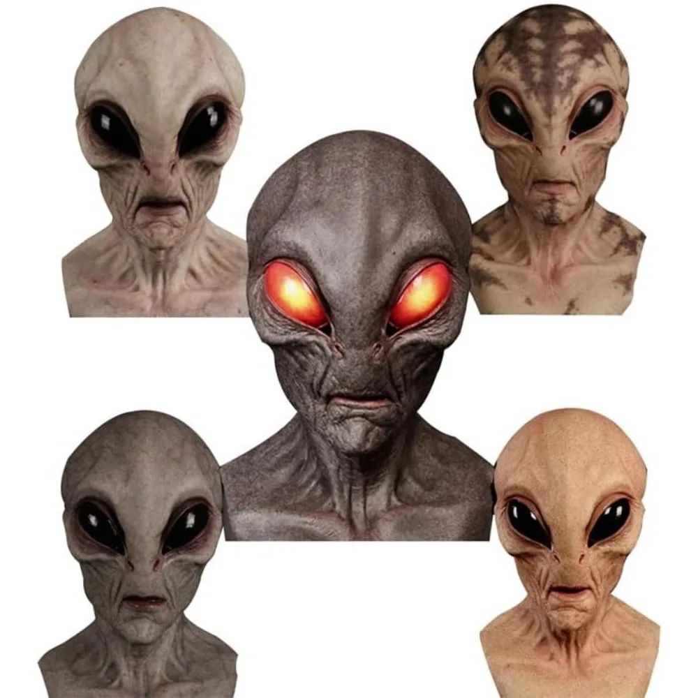 Halloween-Kostüm, Alien-Maske für Erwachsene, voller Kopf, Latex-Halloween-Gruselmaske, realistische gruselige Halloween-Masken