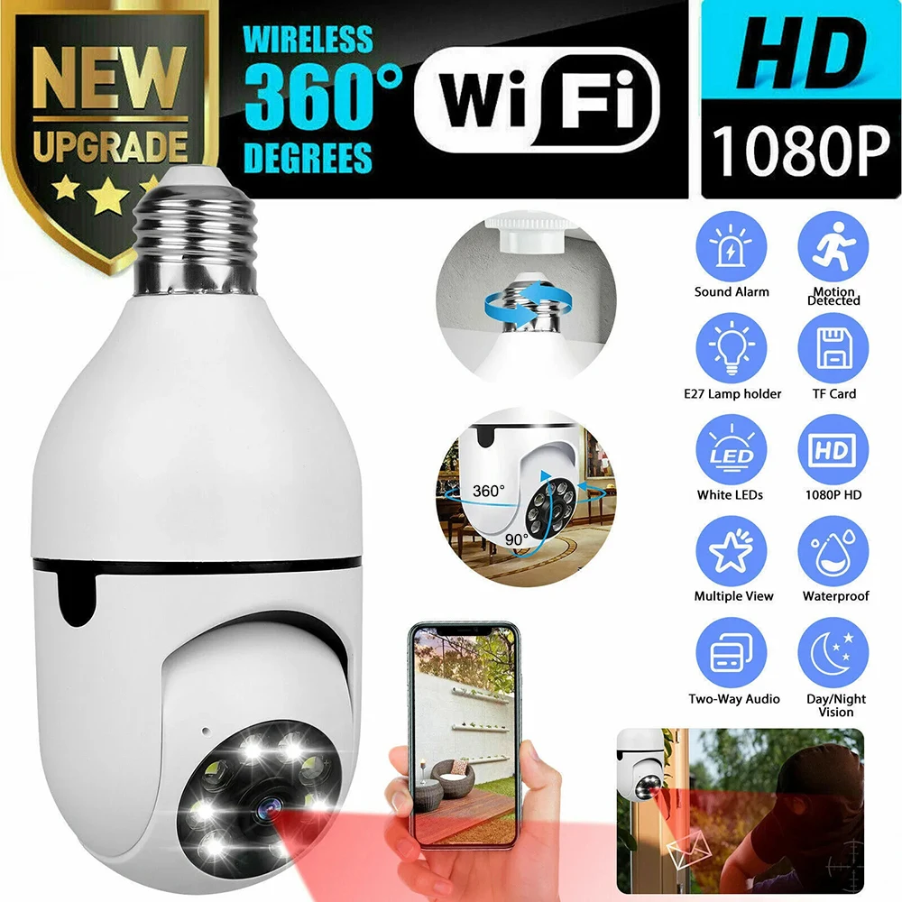 Imagem -01 - Mini Câmera de Vigilância ip Interior Wifi Rastreamento Humano Visão Nocturna Rastreamento Humano Full Color Monitor de Segurança Interior 3mp E27 mini camera de vigilancia ip interior wifi rastreamento humano visao nocturna rastreamento humano full color monitor de seguranca interior 3mp e27 01