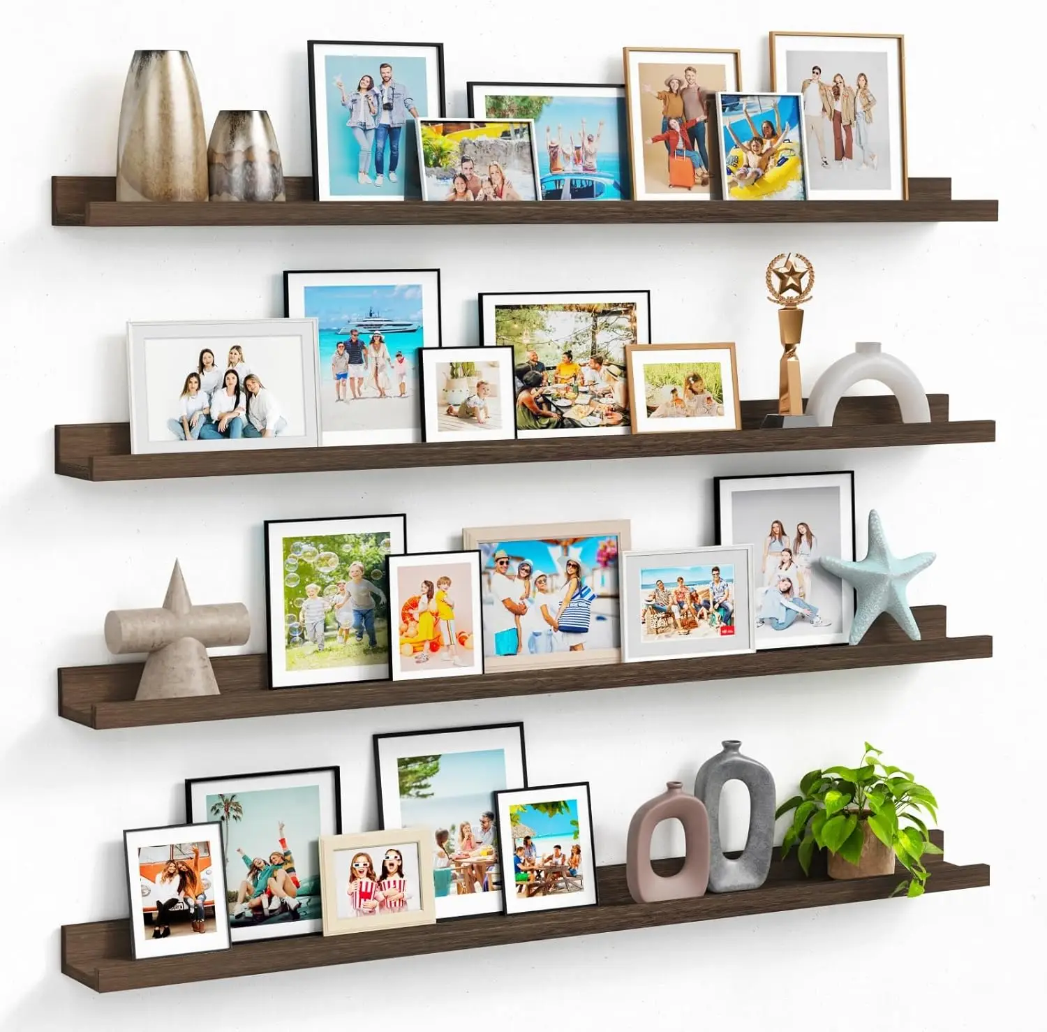 

Wood Picture Ledge Shelf for Wall 4-Pack, 48 Inch Rustic Floating Shelves with Lip for Classroom Library Farmhouse Display