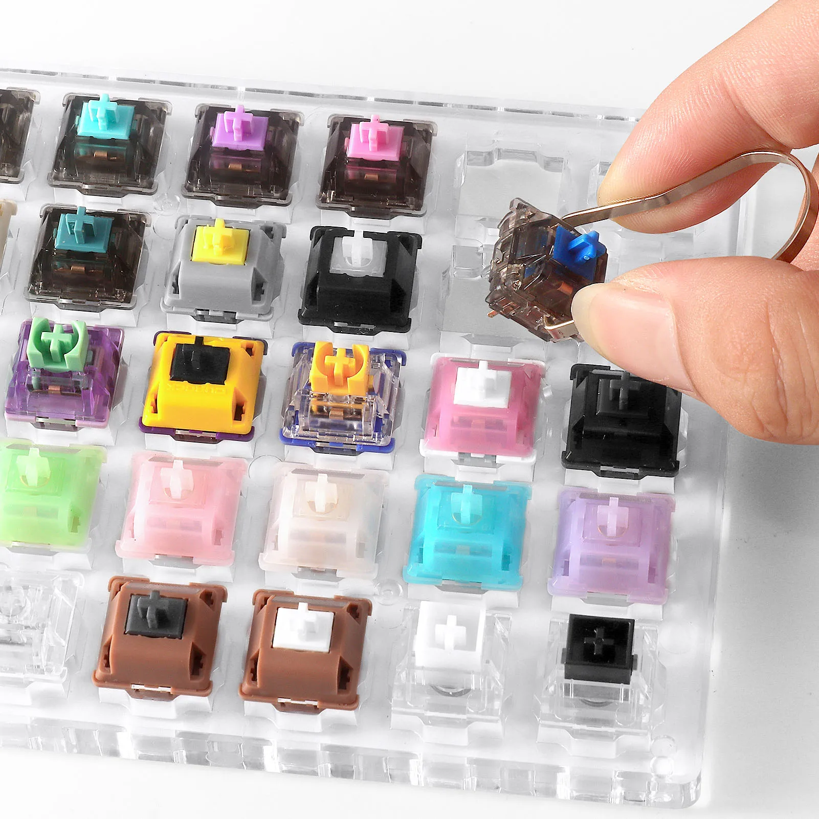 DUROCK Keyboard Switch Tester, Keyboard Switch Sampler with Silent Shrimp T1 Ice King POM Piano and Magnetic Key Switches(30pcs)